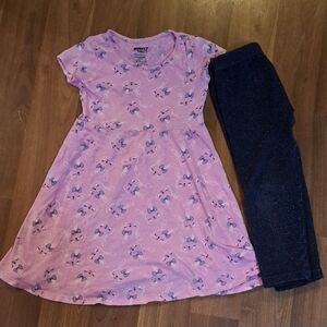 The Children's Place Pink Dress and Black Leggings Set